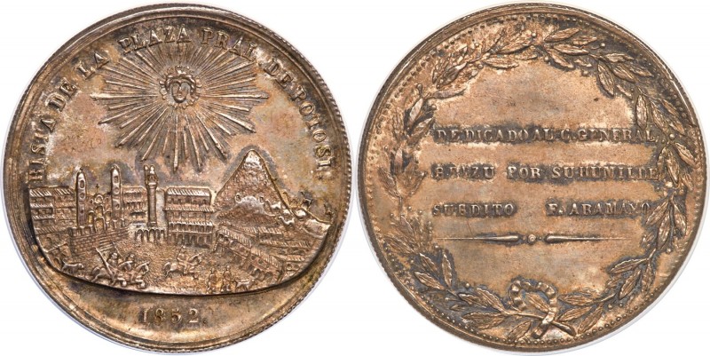 Republic silver "Potosi Proclamation" Medal 1852 MS63 NGC, Fonrobert-9562. 49mm....