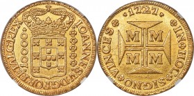 João V gold 10000 Reis 1727-M AU Details (Cleaned) NGC, Minas Gerais mint, KM116, LMB-247. A pleasing representative of the type revealing consistentl...