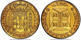 João V gold 20000 Reis 1727-M AU Details (Cleaned) NGC, Minas Gerais mint, KM117, LMB-251. Boldly struck-up in spite of the noted cleaning, and a more...
