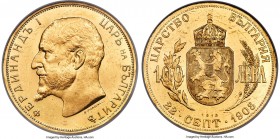 Ferdinand I gold 100 Leva 1912 MS61 Prooflike NGC, KM33. Struck in a limited mintage of 75,000, and additionally desirable as an original strike with ...