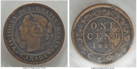Victoria brass Pattern "Narrow 9" Cent 1859 VG10 (Corrosion) ICCS, London mint, cf. KM1 (bronze). A rare brass emission that remains highly regarded a...