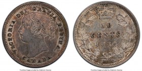 Victoria 10 Cents 1884 AU55 PCGS, London mint, KM3. A major key date in the series, and rare to find without evidence of cleaning or other mistreatmen...