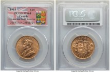 George V gold 10 Dollars 1914 MS64 PCGS, Ottawa mint, KM27. Only a three-year type, and quite coveted in this near-gem state. Ex. Canadian Gold Reserv...