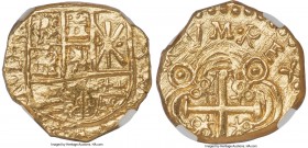 Charles II (1665-1700) gold Cob 2 Escudos ND (1701-1713) MS62 NGC, Bogota mint, KM14.2, Restrepo-M66.40. 6.67gm. Posthumous type. Highly attractive fo...