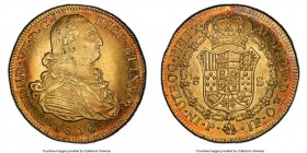 Ferdinand VII gold 8 Escudos 1810 P-JF AU58+ PCGS, Popayan mint, KM66.2, Cal-1809. On the utmost cusp of uncirculated, with full mint luster remaining...
