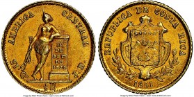Republic gold 1/2 Escudo 1851-JB MS64+ NGC, San Jose mint, KM97. Approaching gem, and one of the finest known as such, with only a single example cert...