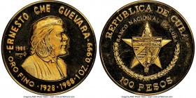 Republic gold Proof "Ernesto Che Guevara" 100 Pesos 1988 PR67 Ultra Cameo NGC, KM203. Mintage: 100. Commemorating the 60th Anniversary of the birth of...