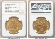 Republic gold 5 Dukaten 1978 MS66 NGC, KM-XM30, Fr-20. Struck to commemorate the 600th anniversary of the death of Charles IV. An intricately designed...