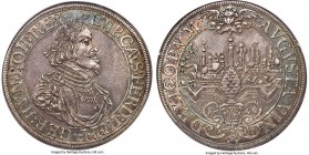 Augsburg. Free City Taler 1641 AU55 NGC, KM77, Dav-5039. With the name and titles of Ferdinand III. Incredibly appealing for the designation and free ...