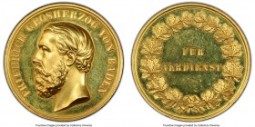 Baden. Friedrich I gold Specimen "For Service" Medal ND (1882-1908) UNC Details (Mount Removed) PCGS, cf. Barac-38 (there, with signature), Zeitz-660....