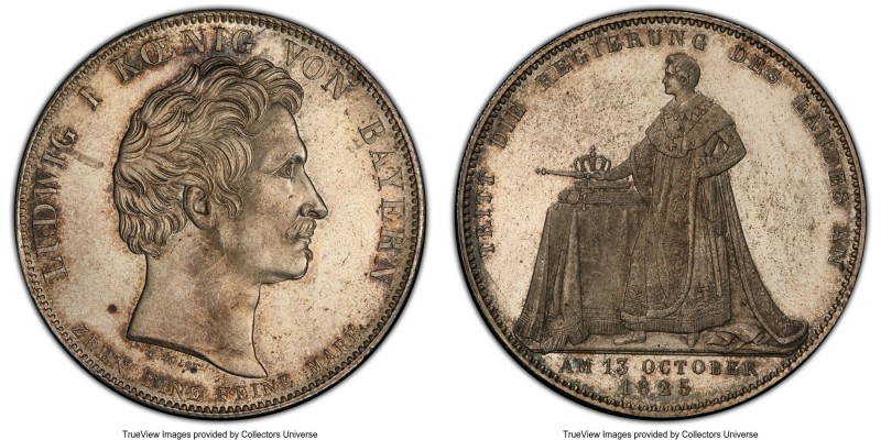 Bavaria. Ludwig I "Coronation" Taler 1825 MS65 PCGS, Munich mint, KM720, Dav-555...