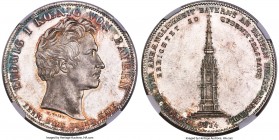 Bavaria. Ludwig I "Monument" Taler 1834 MS65 S Prooflike NGC, Munich mint, KM406 (unlisted in Proof), Dav-572, Thun-64. Struck to commemorate the cons...