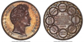 Bavaria. Ludwig I "Reapportionment" 2 Taler 1838 MS63 PCGS, KM795. Dressed in a pastel lilac patina with a hint of glossy gold iridescence evident und...