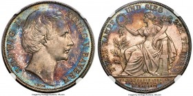 Bavaria. Ludwig II "Victory" Taler 1871 MS65 Prooflike NGC, Munich mint, KM889. A captivating design produced to commemorate the German victory in the...