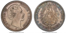 Bavaria. Ludwig II 2 Mark 1876-D MS65 PCGS, Munich mint, KM903, J-41. A truly impressive grade for what is usually a heavily circulated denomination, ...