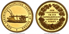 Bavaria. "Agricultural Association" gold Specimen Medal of 5 Ducats ND (c. 1870) SP63 PCGS, Hauser-664 var. (listed only in gold, larger size). 29.5mm...