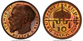 Bavaria. Ludwig III 5-Piece Certified copper Specimen "Karl Goetz" Pattern Set 1913 PCGS, 1) 10 Mark - SP65 Red and Brown, Schaaf-202a/G1 2) 20 Mark -...