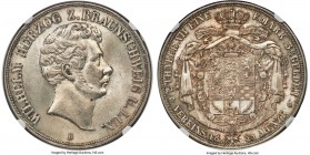 Brunswick-Wolfenbüttel. Wilhelm 2 Taler 1855-B MS66 NGC, Brunswick mint, KM1140, Dav-633, Thun-119. Obv. Head of Wilhelm right. Rev. Crowned and mantl...
