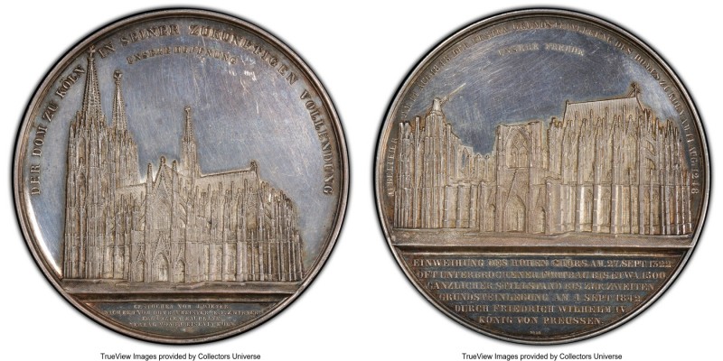 Cologne. "Cologne Cathedral" silver Specimen Medal 1851 SP62 PCGS, Hoydonck-78, ...