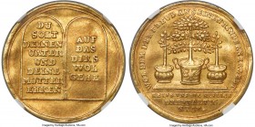 Hamburg. Free City gold "Honor Mother and Father" Medallic 2 Ducat ND (18th Century) AU53 NGC, Goppel-1142. 6.9gm. Two slabs with text of the Fourth C...