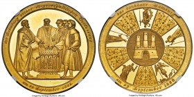 Hamburg. Free City gold "Civic Constitution" Medal of 10 Ducats 1828 MS63 NGC, Gaed-2043. 41.5mm. 34.7gm. Commemorating the 300th anniversary of the c...