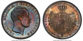 Hesse-Cassel. Friedrich Wilhelm 2 Taler 1855 MS62 PCGS, KM618.2. Deeply toned such that the obverse surface has taken on a somewhat glossy quality, ab...