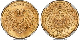 Lübeck. Free City gold 10 Mark 1904-A MS65 NGC, Berlin mint, KM211. A scarce issue from a mintage of only 10,000, and only the second of this date we ...