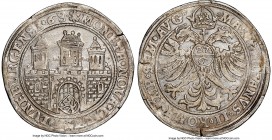 Lüneburg. Free City Taler (27 Schilling 6 Pfennig) 1568 AU55 NGC, Dav-9420, Schnee-9. With the name and titles of Maximilian II. A much scarcer type t...