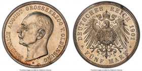 Oldenburg. Friedrich August Proof 5 Mark 1901-A PR62 PCGS, Berlin mint, KM203, J-95. Mintage: 170. Merely a two-year type that proves to be one of the...
