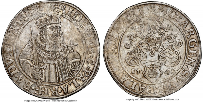 Pfalz. Friedrich II 1548 Taler AU53 NGC, Neumarkt mint, KM-MB135, Dav-9627. A ha...