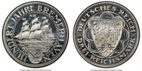Weimar Republic Proof "Bremerhaven" 3 Mark 1927-A PR67 Deep Cameo PCGS, Berlin mint, KM50, J-325. Struck for the 100th anniversary of the founding of ...