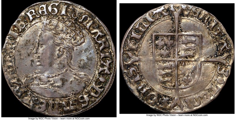 Mary (1553-1558) Groat ND (1553-1554) AU50 NGC, London mint, Pomegranate mm, S-2...