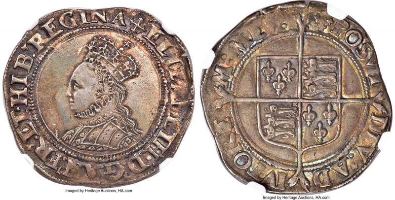 Elizabeth I (1558-1603) Shilling ND (1560-1561) AU53 NGC, Tower mint, Cross cros...