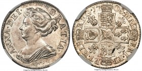 Anne Shilling 1708 MS63 NGC, KM523.2, S-3611, ESC-1400 (prev. ESC-1148). Plumes in angles. An extremely rare variety in this quality, and tied for the...