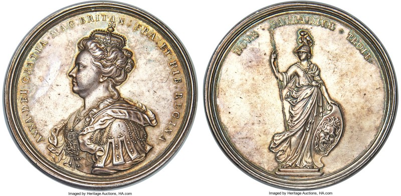 Anne silver "Union of Scotland and England" Medal 1707 AU (Surface Hairlines), E...