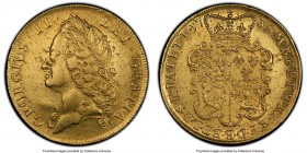 George II gold 2 Guineas 1739 AU50 PCGS, KM578, S-3668. Intermediate bust type. Rubbed to the finer features of George's hair and cheek from circulati...