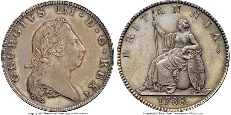 George III silver Proof Pattern Restrike 1/2 Penny 1788 PR63 NGC, KM-PnB63, Peck...