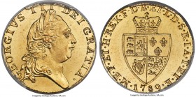 George III gold Guinea 1789 MS62 PCGS, KM609, S-3729. Fully struck and highly flashy. A worthy candidate for the collector seeking a Mint State exampl...