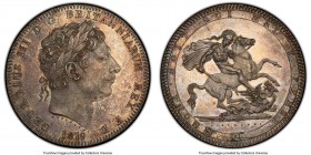 George III Crown 1819 MS64 PCGS, KM675, S-3787. LIX Edge. Boasting glassy surfaces dressed in a silvery antique mirror patina. A fine example of the t...