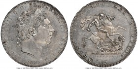 George III Crown 1820 MS63 NGC, KM675, S-3787. LX Edge. Decorated in an airy silver patina over features revealing consistently well-expressed detail ...