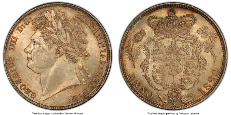 George IV 1/2 Crown 1820 MS64 PCGS, KM676, S-3807. Slightly satiny, with a pale ...