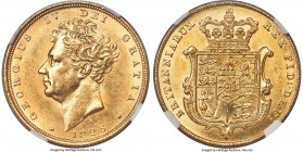 George IV gold Sovereign 1825 MS62 NGC, KM696, S-3801. Bare bust type. An absolutely exceptional example of this transitional bust year, and one which...