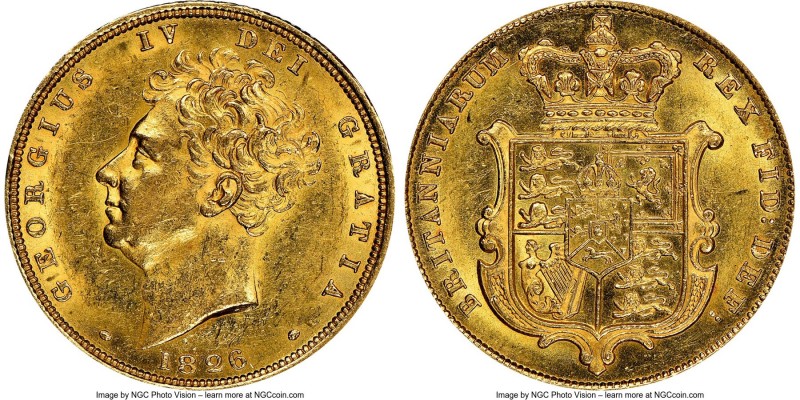 George IV gold Sovereign 1826 MS61 NGC, KM696, S-3801. An admirable selection of...