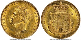 George IV gold Sovereign 1826 MS61 NGC, KM696, S-3801. An admirable selection of George IV's "Bare Head" Sovereign design, defined by a persistent gol...