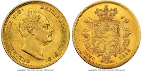 William IV gold 1/2 Sovereign 1835 MS63 NGC, KM722, S-3831. Bright sun-yellow surfaces gleam with lively luster, every facet of the devices reflecting...