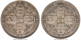 Victoria Mint Error - Double Reverse Strike "Gothic" Florin ND (1851-1863) F15 NGC, KM746.1. Struck with two reverse dies. Quite rare as an error type...