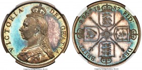 Victoria Proof Florin 1887 PR66+ Cameo NGC, KM762, S-3925. Jubilee head type. Deeply toned and visually striking, with solemn violet hues gracing the ...
