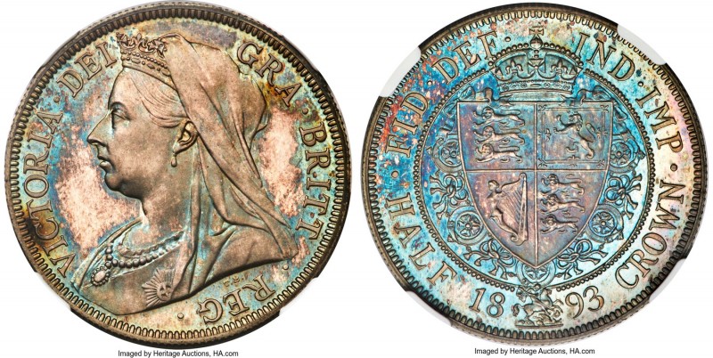 Victoria Proof 1/2 Crown 1893 PR67 NGC, KM782, S-3938. A premium gem, superbly p...