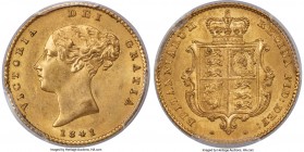 Victoria gold 1/2 Sovereign 1841 MS64+ PCGS, KM735.1, S-3859. Admirably toned over, lending a matte-like finish to the well-kept surfaces, which revea...