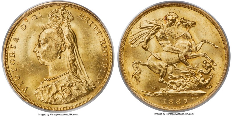 Victoria gold "Jubilee Head" Sovereign 1887 MS64 PCGS, KM767. A blazing example ...